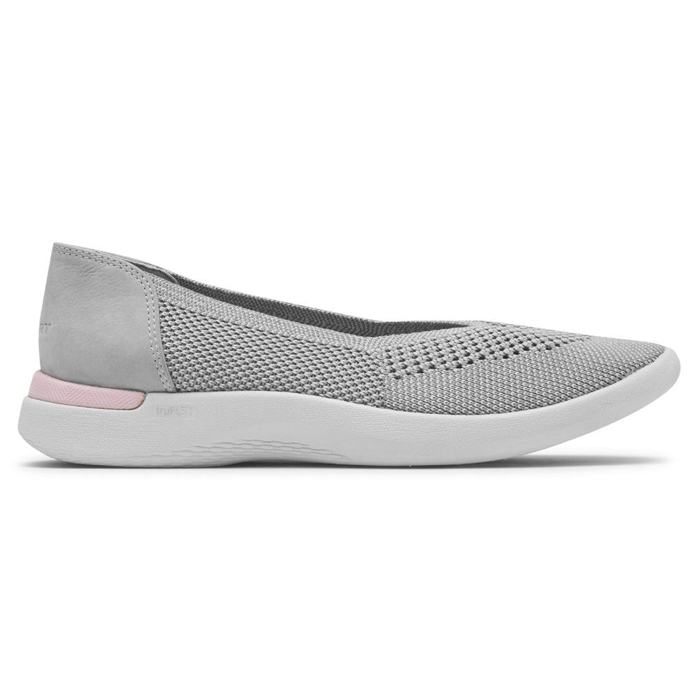 Rockport Singapore Womens Flats - truFLEX Fly Knit Ballet Grey - IZ1840396